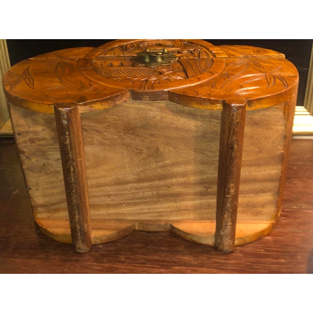 Wood Mid-Century Hand-Carved Camphor Wood Scalloped Chest With Brass Latch For Sale - Image 7 of 18
