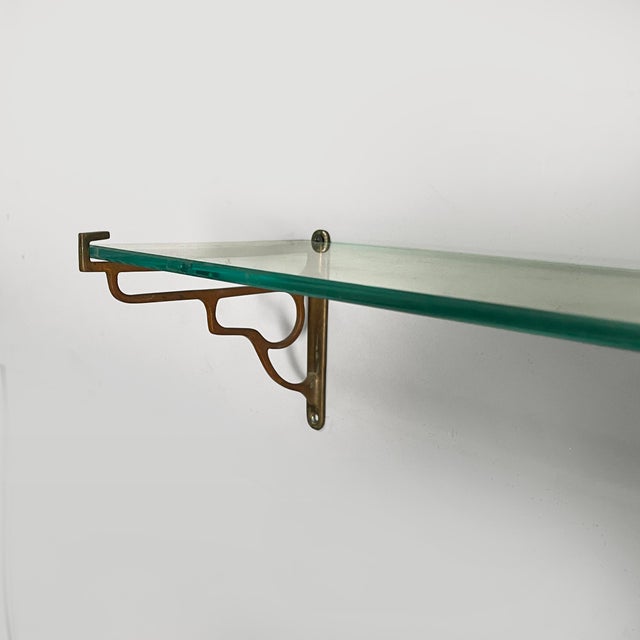 1930s Art Deco Italian Shelf in Glass and Brass, 1930s For Sale - Image 5 of 14