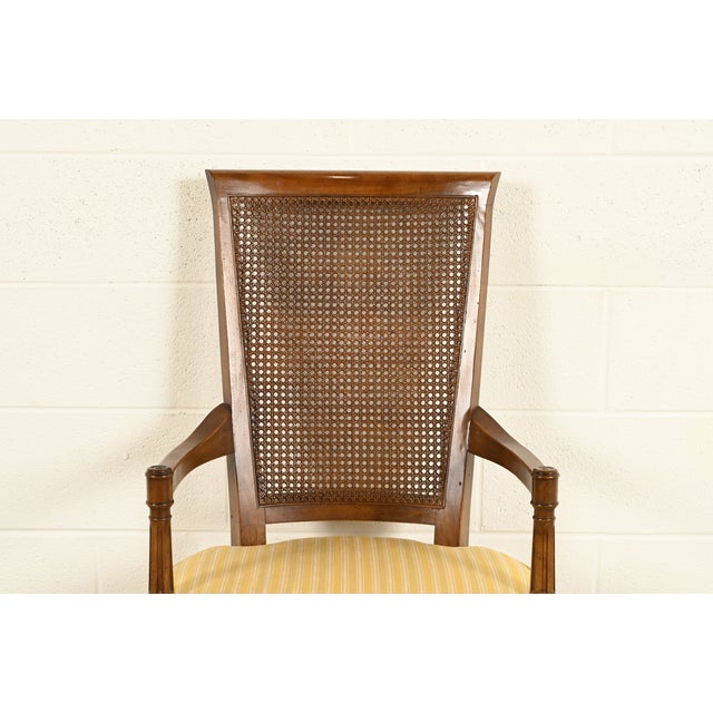 Henredon French Regency Louis XVI Carved Walnut Cane Back Armchairs, Pair For Sale In South Bend - Image 6 of 16