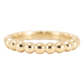 Tiffany & Co. 18k Yellow Gold Comfort-Fit Shank Ball Ziegfeld Beaded Band Ring, Size 5 For Sale