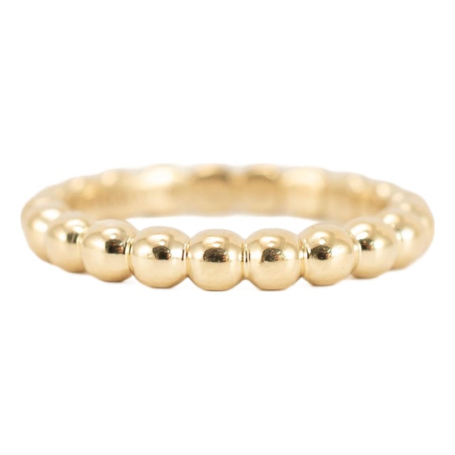 Tiffany & Co. 18k Yellow Gold Comfort-Fit Shank Ball Ziegfeld Beaded Band Ring, Size 5 For Sale