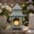 Chinoiserie Sage Green & Lavender Tulip Pagoda Lantern, Medium For Sale - Image 3 of 4