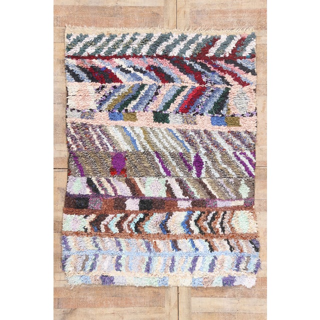Vintage Azilal Boucherouite Moroccan Rug, 05'01 X 06'10 For Sale - Image 10 of 10
