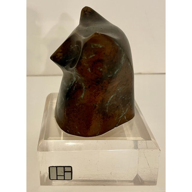 Brutalist Brutalist Bronze Owl Sculpture on Lucite Base For Sale - Image 3 of 6