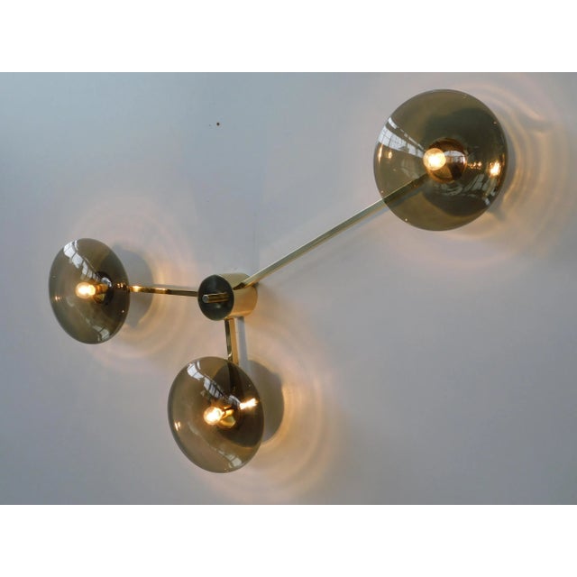 Not Yet Made - Made To Order Trio Polished Brass Smoky Glass Flush Mount by Fabio Ltd For Sale - Image 5 of 8