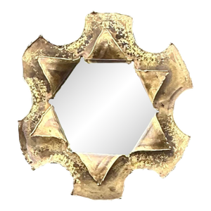 Vintage Punch Cut Brass Mirror