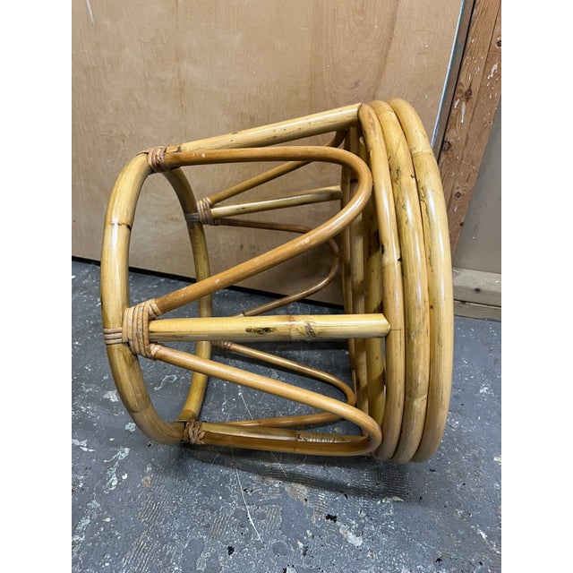 1970s 1970s Vintage Rattan Ottoman With Cushion For Sale - Image 5 of 9