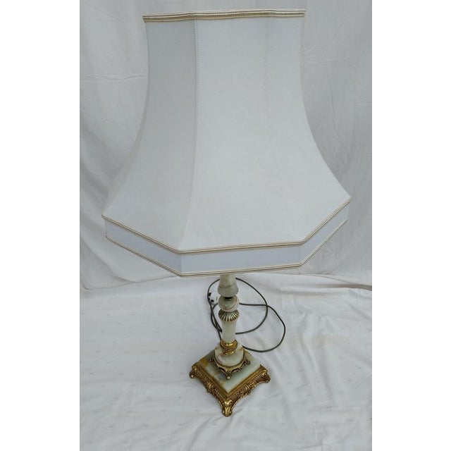 Louis XVI Style Brass and Marble/Onyx Table Lamp, 1940s For Sale - Image 3 of 11