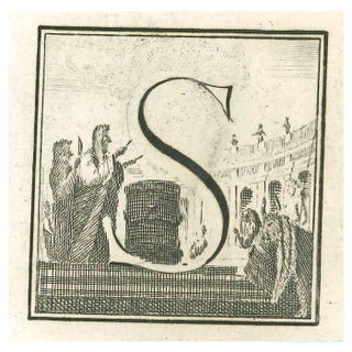 Luigi Vanvitelli, Letter of the Alphabet S, Etching, 18th Century For Sale