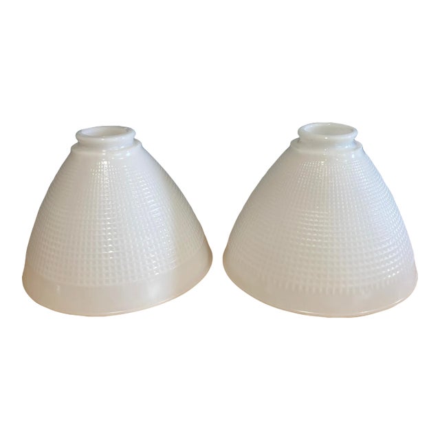 Vintage Milk Glass Lamp Shade, Set of 2 For Sale