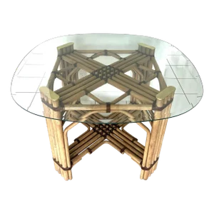 Drexel Heritage Bamboo Rattan and Brass Dining Table Base