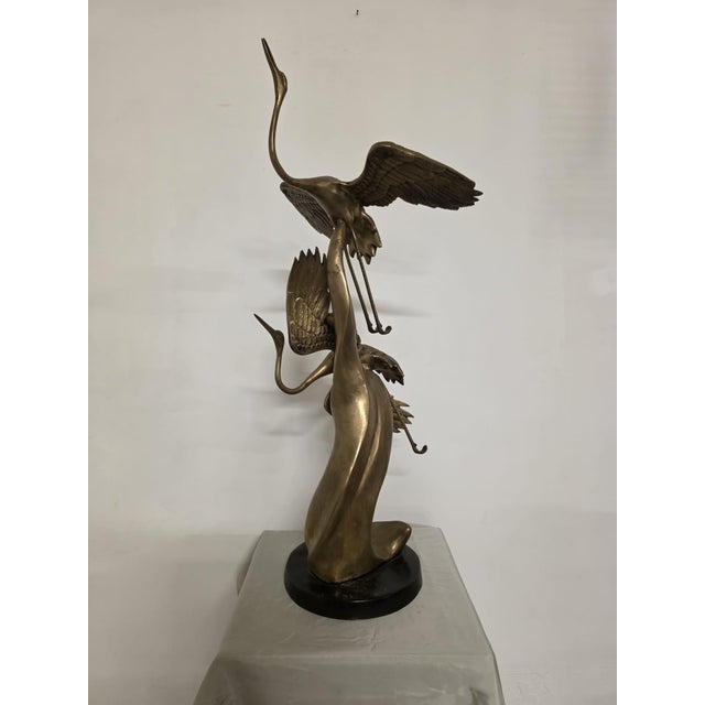 Sculpture Depicting Grey Herons in Flight, 1940s, Brass For Sale - Image 3 of 15