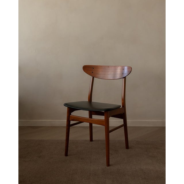 Vintage Danish Dining Chairs in Teak and Black Skai, 1960s, Set of 6 For Sale - Image 6 of 18