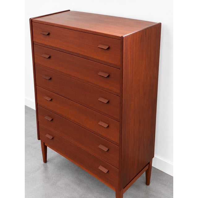 Danish Teak High Chest of Drawers attributed to Poul Volther, Denmark, 1960s attributed to Poul M. Volther for Børge Mogensen For Sale - Image 3 of 6