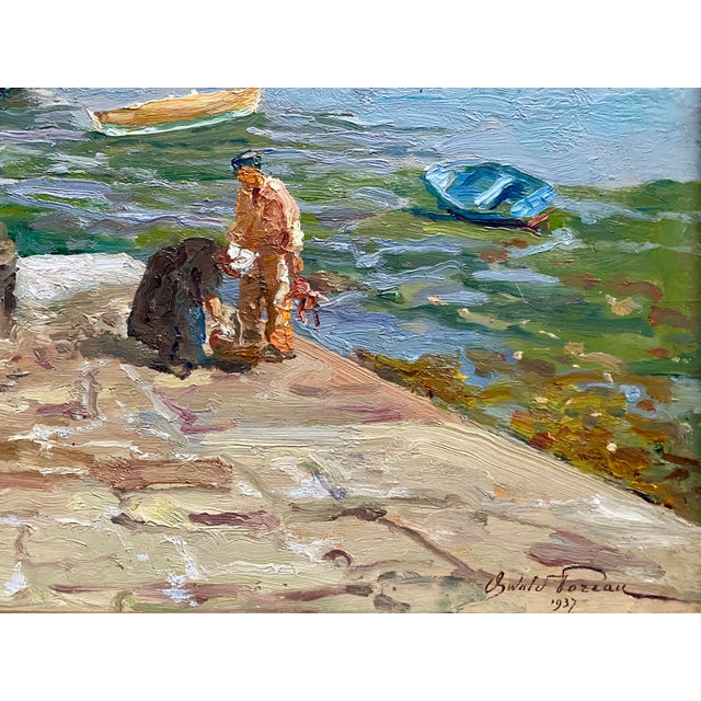 Oswald Poreau, Low Tide at Portivy, Brittany, 1937, Oil, Framed For Sale - Image 13 of 14