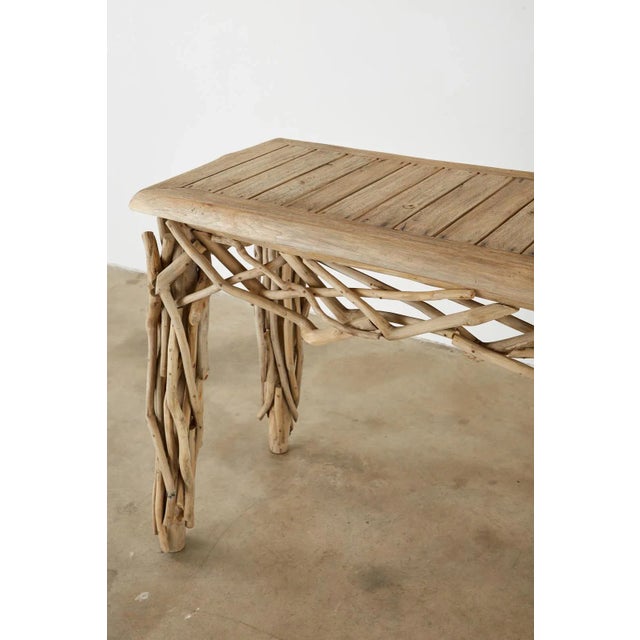 Organic Modern Teak Driftwood Console Sofa Table For Sale - Image 4 of 13