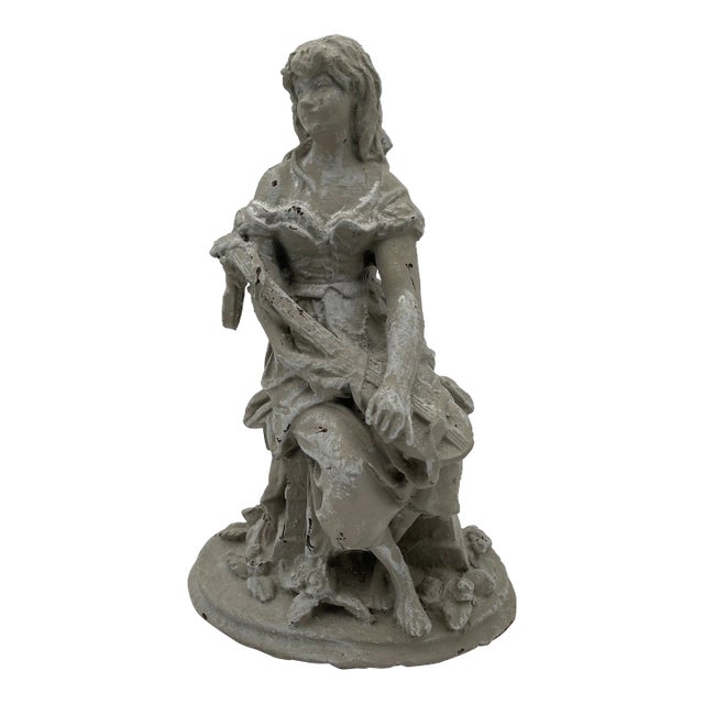Late 19th Century Painted French Cast Iron Statue For Sale
