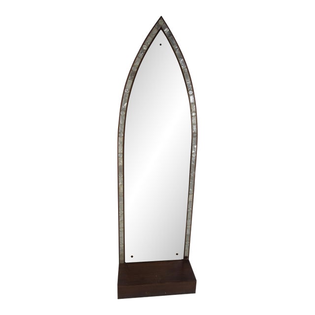 1960s Mid-Century Modern Arched Wall Mirror with Shelf For Sale