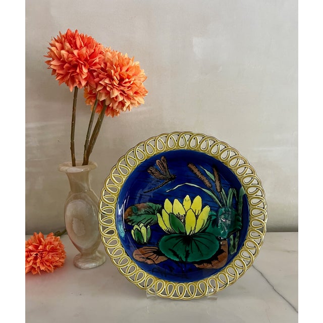 Victorian Wedgwood Art Nouveau Lilypad Plate W/ Reticulated Edges, C. 1874 For Sale - Image 3 of 14
