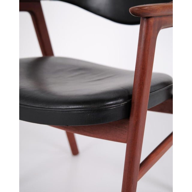 1950s Model 43 Armchair in Teak and Black Leather by Erik Kirkegaard for Høng Stolefabrik, 1950s For Sale - Image 5 of 12
