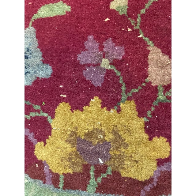 Navy Blue Antique Chinese Rug With Butterflies, Vases and Flowers For Sale - Image 8 of 13