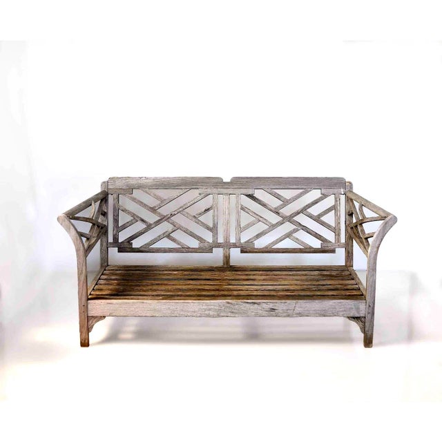 Contemporary Restoration Hardware Bench • Teakwood With Cushions For Sale - Image 3 of 7