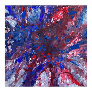 Vintage Abstract Painting on Canvas by Brazilian Artist Sandro Ward, Rio 2017
