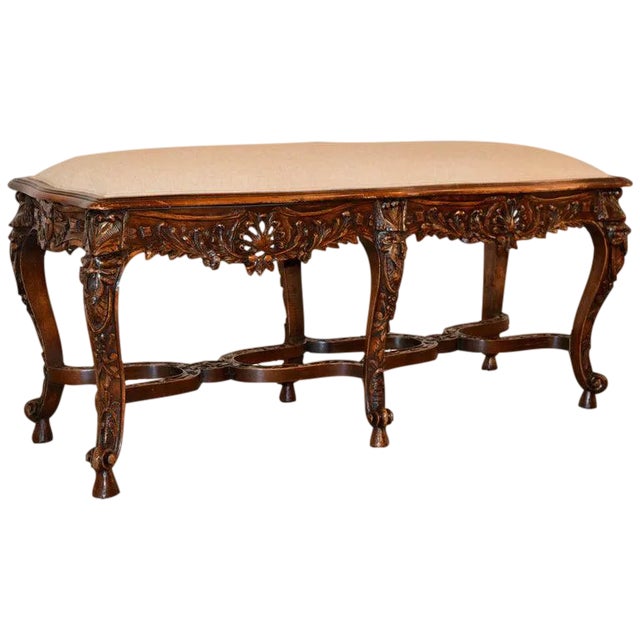 19th C French Walnut Bench For Sale