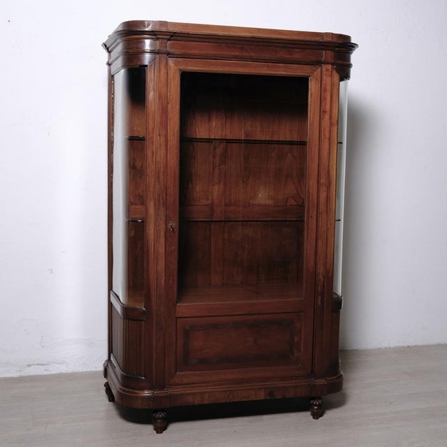 Wood Louis XVI Art Nouveau Semi-Circular Mahogany Display Cabinet, Italy, 1890s For Sale - Image 7 of 18