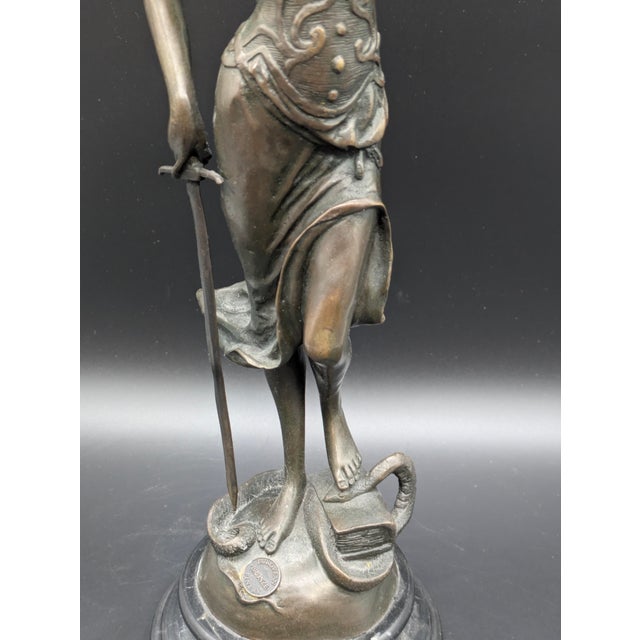 Bronze Vintage Bronze Lady Justice Statue: Themis/Justitia With Scales & Sword For Sale - Image 8 of 10