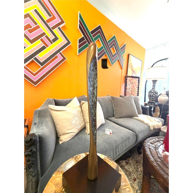 "Grace" by Ante Bullion Bronze Modernist Abstract Sculpture on Stone Base With Name Plaque Dated 1995 For Sale - Image 4 of 7