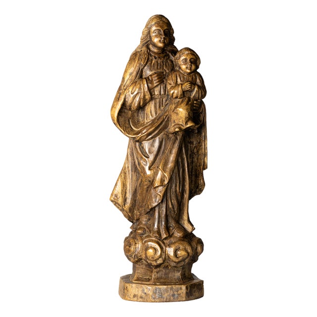 Religious Statue of Our Lady and Child, 20th Century, Wood For Sale