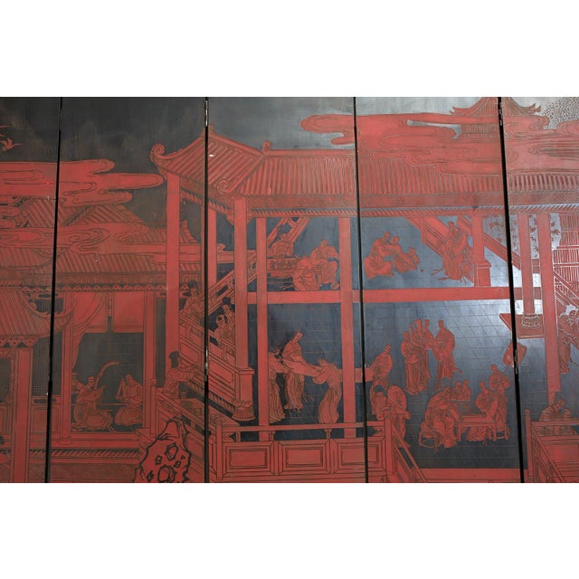 Early 20th Century Chinese Export Twelve Panel Coromandel Style Screen For Sale - Image 5 of 13