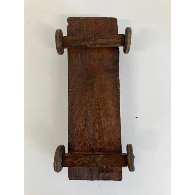 Brown Antique Handmade Wooden Toy Car – Early 20th Century Folk Art For Sale - Image 8 of 8