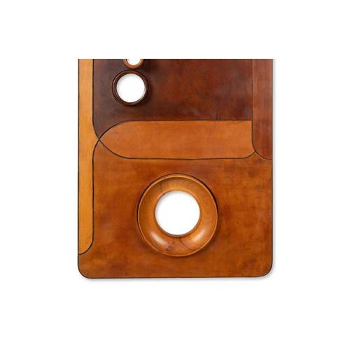 Stools and Wall Lamp in Cherrywood and Leather, 1970s, Set of 3 For Sale - Image 17 of 18