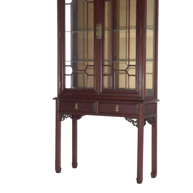 1930s Chinese Chippendale 2-Door 2-Drawer Hardwood Breakfront Cabinet C1930 For Sale - Image 5 of 13