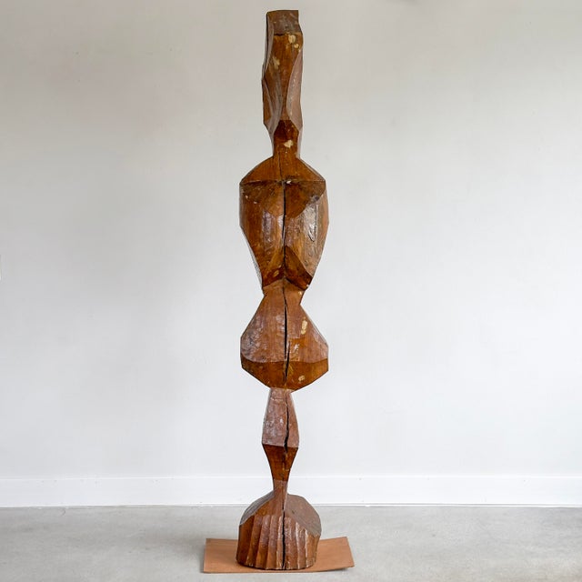 Mid 20th Century Carved Wood Abstract Figure Floor Sculpture For Sale - Image 5 of 12