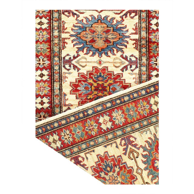 Traditional Pasargad DC Fine Hand Knotted Kazak Runner Rug For Sale - Image 3 of 4