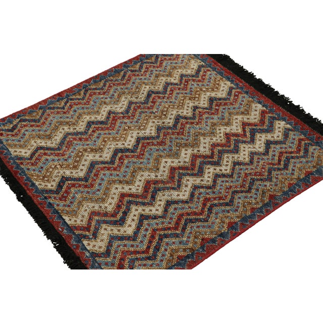 Rug & Kilim 2010s Rug & Kilim’s Antique Tribal Style Rug in Red, Blue, Brown & White Patterns For Sale - Image 4 of 7