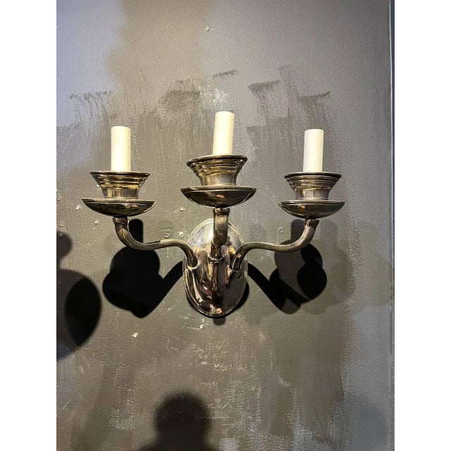 American 1920’s Caldwell 3 Lights Sconces - a Pair For Sale - Image 3 of 7