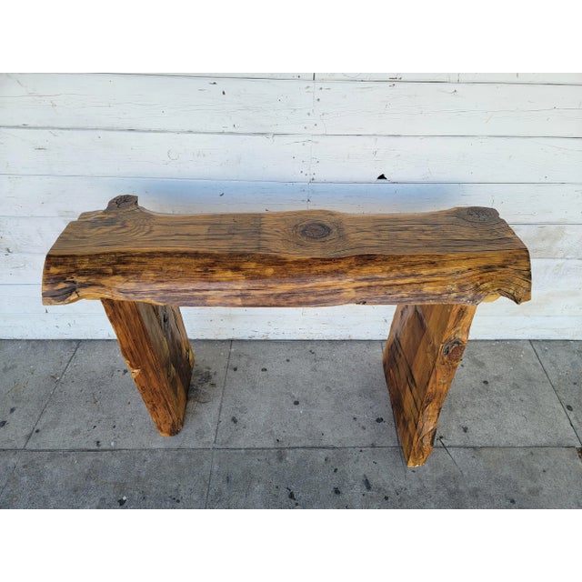 Rustic Slab Wood Consolé Table For Sale - Image 11 of 13
