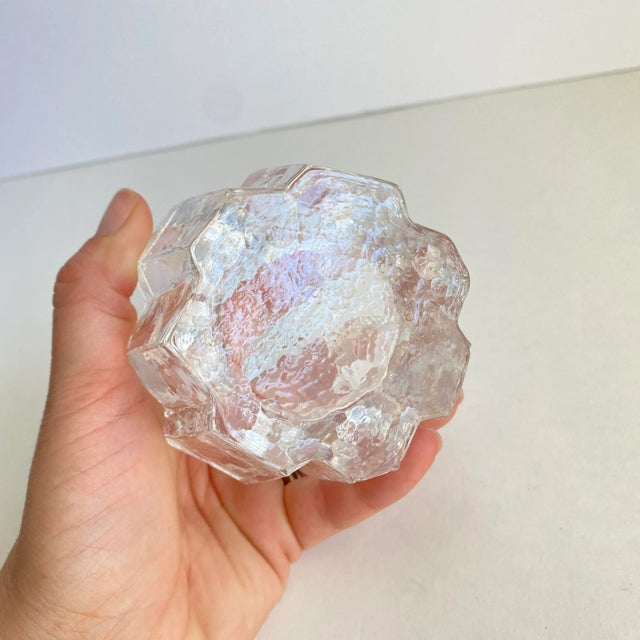 Vintage Kosta Boda Orrefors Heavy Glass Icicle Crystal Votive Holder Mid Century For Sale - Image 9 of 13
