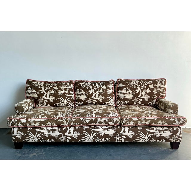Vintage Regency Quadrille Upholstered Down Sofa For Sale In West Palm - Image 6 of 12