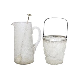 1920s Crackle Glass Beverage Set, 3Pcs For Sale