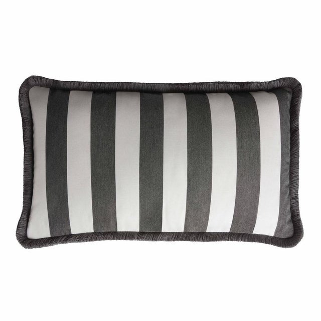 Contemporary Striped Outdoor Happy Cushion Covers from Lo Decor, Set of 2 For Sale - Image 3 of 5