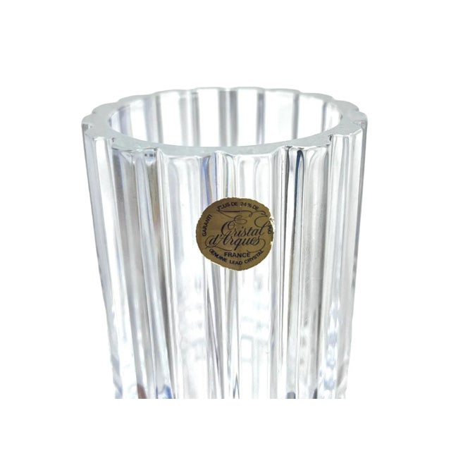 Cristal d' Arques 1970s French Cristal D’Arques Lead Crystal Fluted Vase For Sale - Image 4 of 6