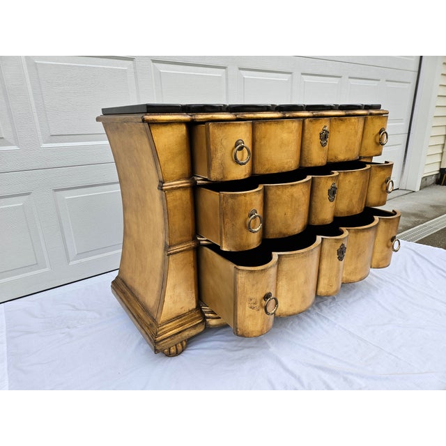 Gold Leaf or Gilt Scalloped Front Chest of Drawers For Sale - Image 9 of 18