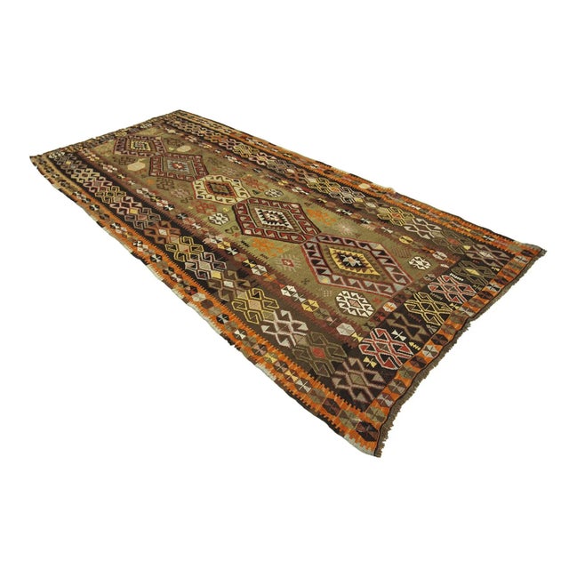 Boho Chic Vintage Turkish Kilim Rug For Sale - Image 3 of 7