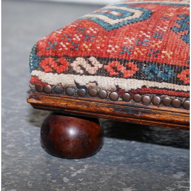 Antique Kilim Tribal Ottoman For Sale - Image 6 of 12