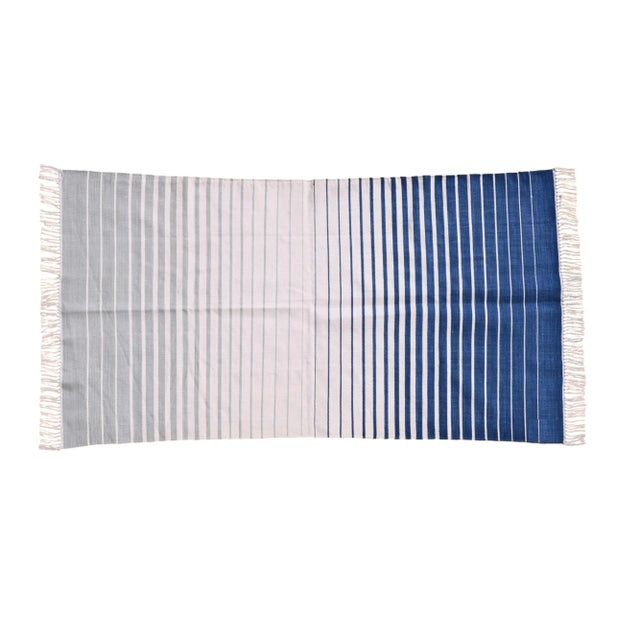 Boho Chic Nettle Rug, 4x6, Light Gray & Blue For Sale - Image 3 of 3